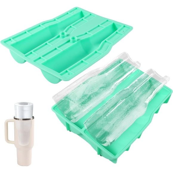 shiyou-Ice Cube Tray for Stanley Cup 40OZ, Silicone Ice Cube Stencil Hollow Cylinder Silicone Ice Cube Maker for Cooling Juice Cocktail Whiskey Drinks (Green)