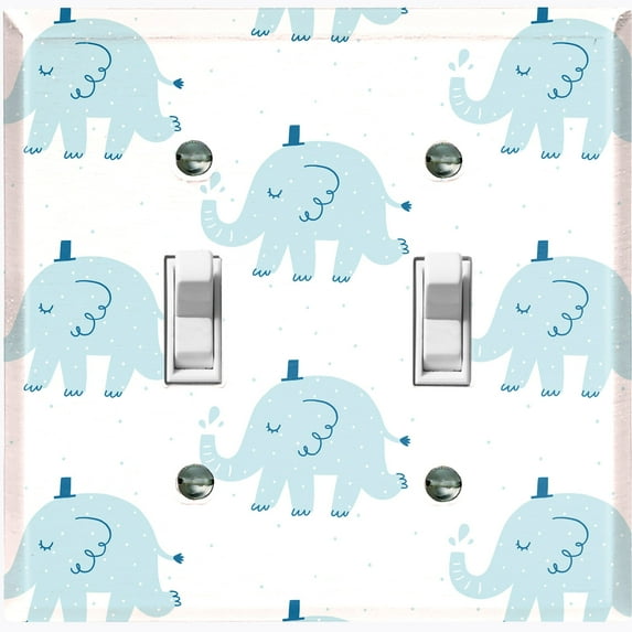 Metal Light Switch Plate Cover Cute Baby Blue Elephant ZOO005