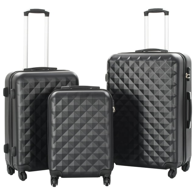 vidaXL Ensemble de Valises Rigides sur Roulettes 3 Pcs Noir ABS