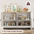 thumbnail image 3 of 61" Rattan Buffet Cabinet, Modern Console Coffee Cabinet with Rattan 4 Doors, Farmhouse Storage Sideboard for Dining Room, Living Room, Entryway, 3 of 8