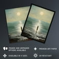 thumbnail image 3 of Looking Out To Sea Oil Painting Alone At The Water Shore Moonlit Beach Seascape Large Wall Art Poster Print Thick Paper 18X24 Inch, 3 of 5