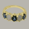 thumbnail image 6 of LBG British Made 14k Yellow Gold Natural Sapphire & Opal Womens Eternity Ring - 33 size options - Size 4.5, 6 of 8