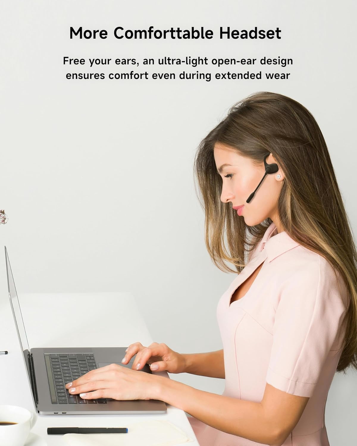 Open-Ear Wireless Headphones Bluetooth 5.3 | Noise Cancelling Mic & Multipoint Connect | Perfect for Office Calls, Driving & Daily Use（Black 1 PCS）