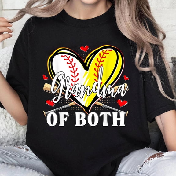 100% Cotton Grandma of Both Baseball Softball Grandma Mothers Day T-Shirt