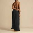thumbnail image 2 of Women's Elegant Chiffon Pleated Maxi Skirt Set - High Neck Crop Top with Wooden Bead Detail, 2 of 5