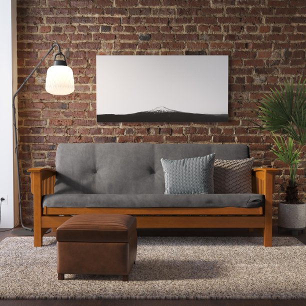 DHP Kali 6 Inch Thermobonded High Density Polyester Fill Futon Mattress, Full, Gray Microfiber