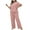 Pink, variant on Jamicy Women Sleepwear Pajamas Set Gift for Women Women Pajamas Set Plus Size Soft Short Sleeve Pjs Tops with Long Pants Button-Down Sleepwear Nightwear Loungewear
