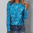 thumbnail image 2 of HKEJIAOI T-Shirts à Manches Longues en Polyester pour Femmes Imprimé Graphique Col Rond Blouses Habillées Décontractées Manches Longues, 2 of 5