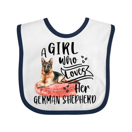 

Inktastic A Girl Who Loves Her German Shepherd Gift Baby Boy or Baby Girl Bib