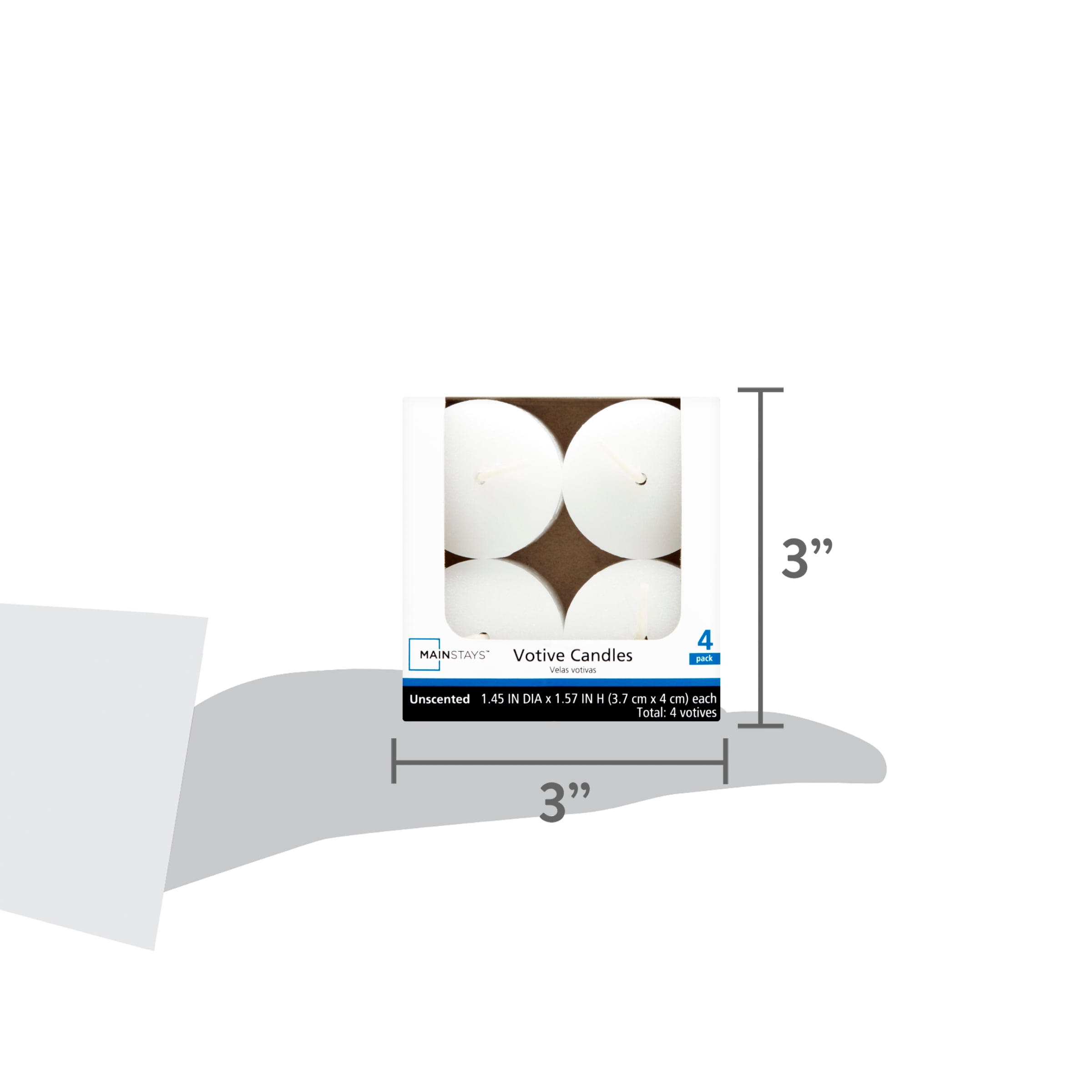 Mainstays Unscented Votive Candles, White, 4-Pack