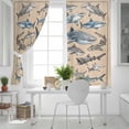 thumbnail image 5 of Ocean Sharks Blackout Curtains for Bedroom, Vintage Coastal Underwater Animals Brown Thermal Insulated Kitchen Drapes with Grommets, Light Blocking Window Treatment, 2 Panels 52" x 90", 5 of 7