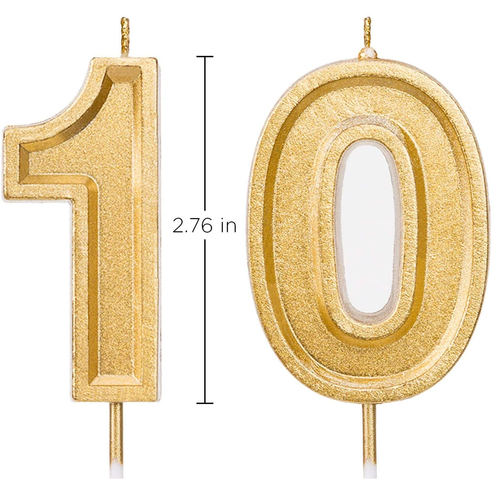 2 76 Inch Gold Glitter Happy Birthday Cake Candles Number Candles Birthday Candle Cake Topper Decoration For Party Kids Adults Number 10 Walmart Canada