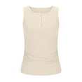 thumbnail image 7 of Diufon Womens Knit Tank Tops Round Neck Sleeveless Button Tops Summer Solid Color Pleated Slim Tees, 7 of 7