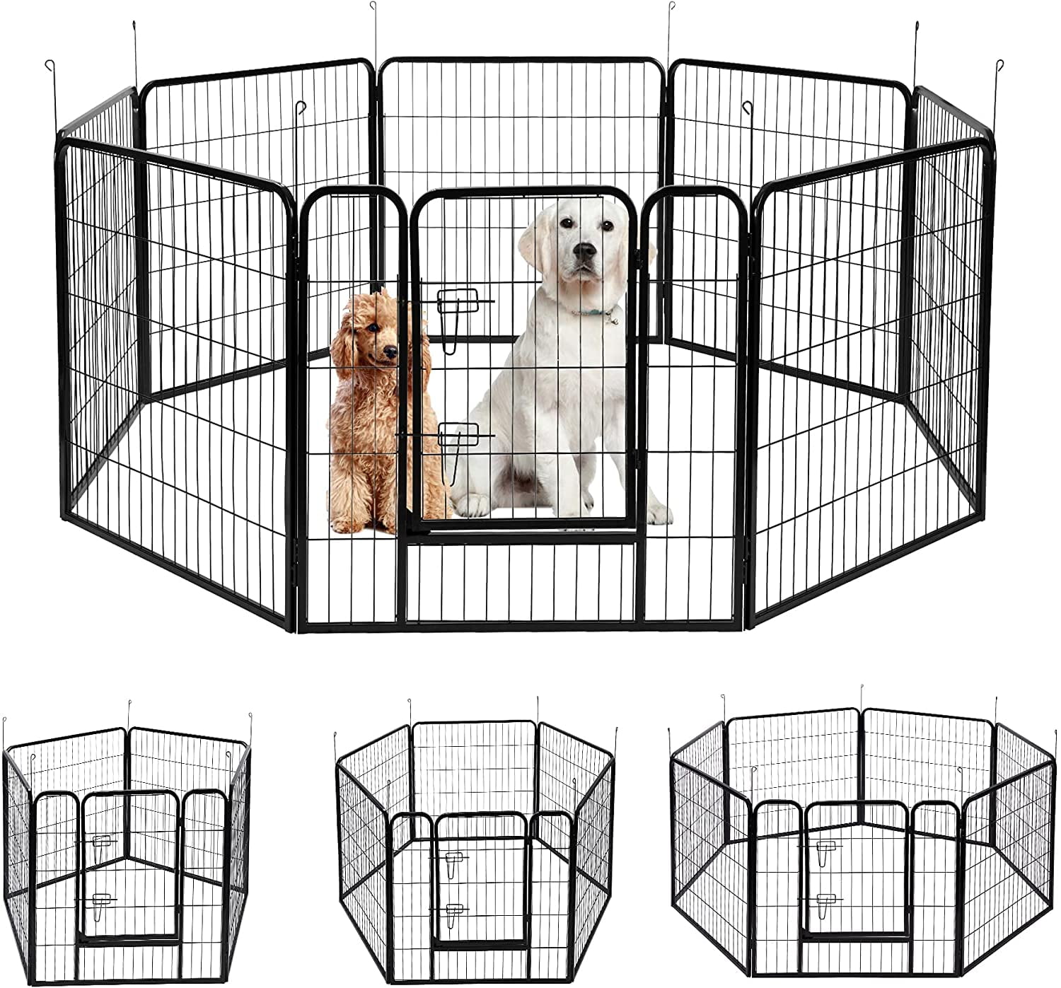 DIY Metal Wire Exercise Modular Enclosure Pet Run with Door for Dogs and Cats Small Pets Cage FIFIPETS Pet Playpen Hedgehog House Rabbit Hutch Guinea Pig Cage Gerbil Cage 12Panels+1door 