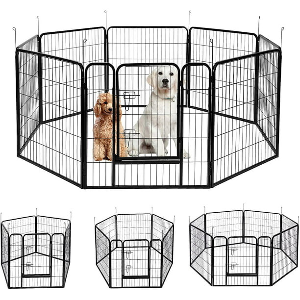 VIVOHOME Heavy Duty Foldable Metal Indoor Outdoor Exercise Pet Fence  Barrier Playpen Kennel for Dogs Cats