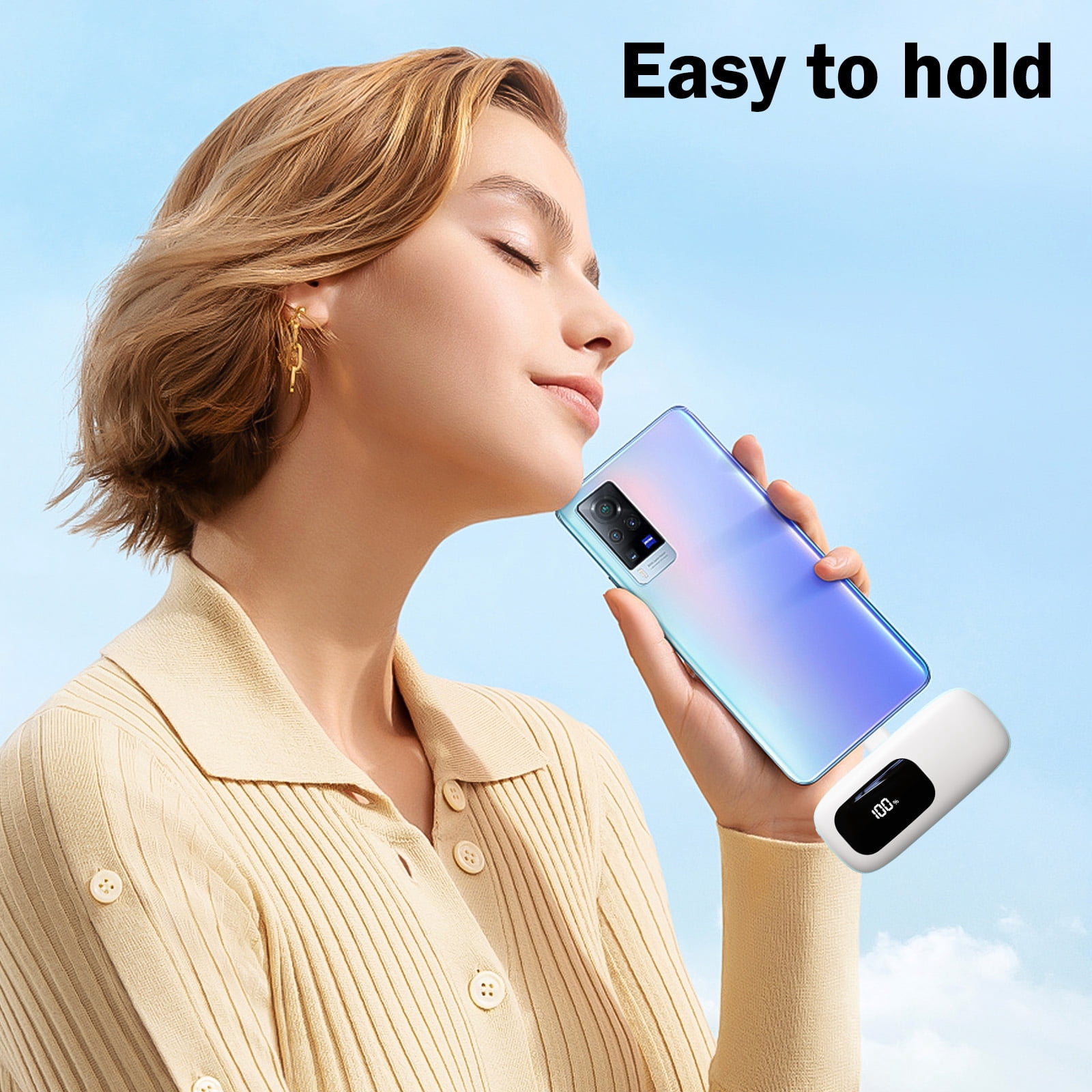 VILINICE Portable Charger 5000mAh Power Bank with LCD Display, 20W Quick Charge USB-C Battery Pack Compatible with iPhone16/15 Series, Android, Samsung, Pixel, Blue