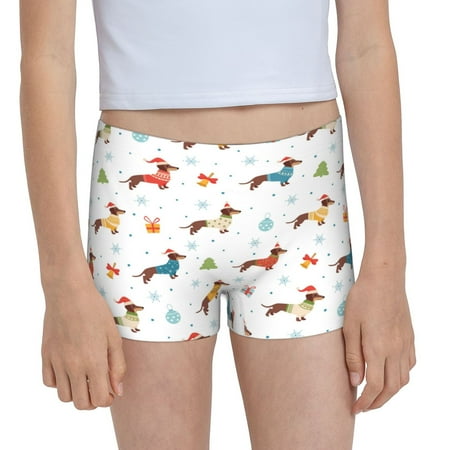 Pofeuu winter Snowflake Dachshund Print Soft Cotton Girls Boyshort panties Toddler Underwear-X-Large