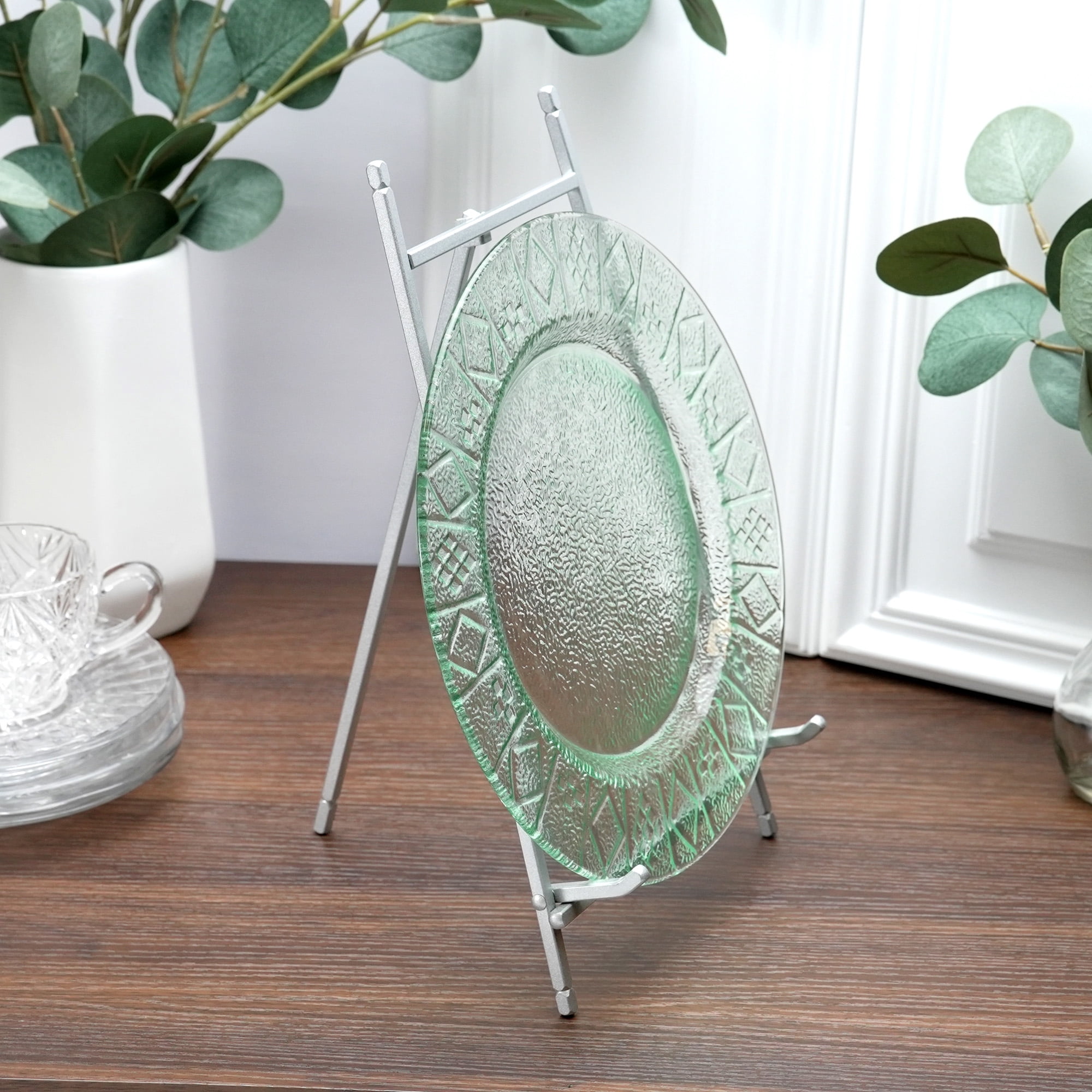 Bard's Satin Silver Metal Easel, 12" H x 7" W x 7.75" D