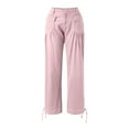 thumbnail image 5 of Bmisegm Stylish Women's Casual Denim Pants Mid Rise Wide Leg Jeans with Ruffle Design for and Spring Fall Outfits Pink L, 5 of 5