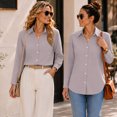 thumbnail image 5 of Dwellite Dressy Long Sleeve Button Down Shirts for Women Business Casual Blouse Soft Loose Fit Classic Fall Winter Tops with Pocket Pink L, 5 of 5
