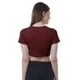 thumbnail image 5 of Moomaya Women Front Knot Crop Top Short Sleeve Round Neck Tee Shirt Knotted Tops, 5 of 7