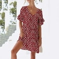 thumbnail image 6 of Summer Fashion Dresses for Womens 2025 Plus Size Casual Dress Sweet Cute V-Neck Dress Pocket Printed Short Sleevele Ruffle Dress, 6 of 8
