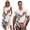 A-White Polynesian, variant on Polynesian Hibiscus Couple Matching Outfit Men's Button Up Shirt Summer Beach Shirts Workwear and Womens Sleeveless Dress Irregular Hem Hawaiian Vacation Sundress