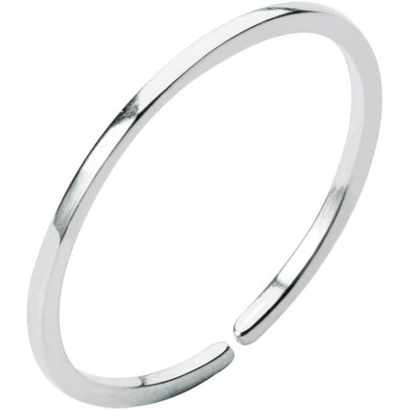 Minimalist 1mm Midi Thin Open Band Ring S925 Sterling Silver Adjustable Stacking Wedding Promise Rings for Women Men