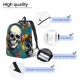 thumbnail image 3 of Disketp Modern Hip-Hop Skull print Canvas Backpack Lightweight Travel Daypack Student Rucksack Laptop Backpack-, 3 of 5
