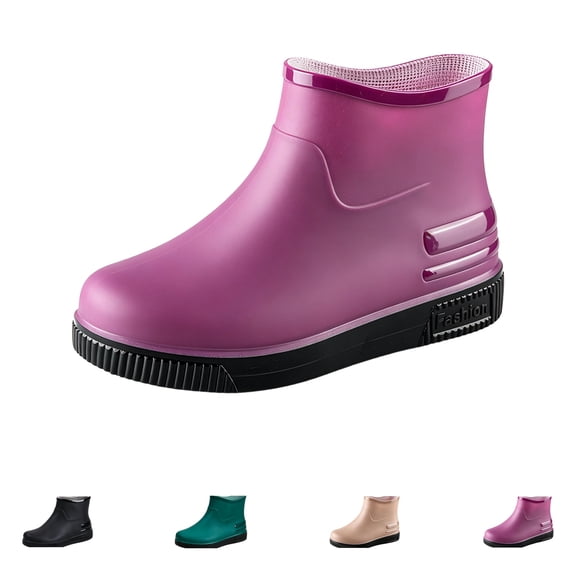 Women's Short Rain Boots Rubber Waterproof Garden Shoes Anti-Slipping Rainboots Ankle Booties Rain Footwear Outdoor Work Shoes For Yard Gardening Muck Mud Working Camping Lawn Care Purple 38