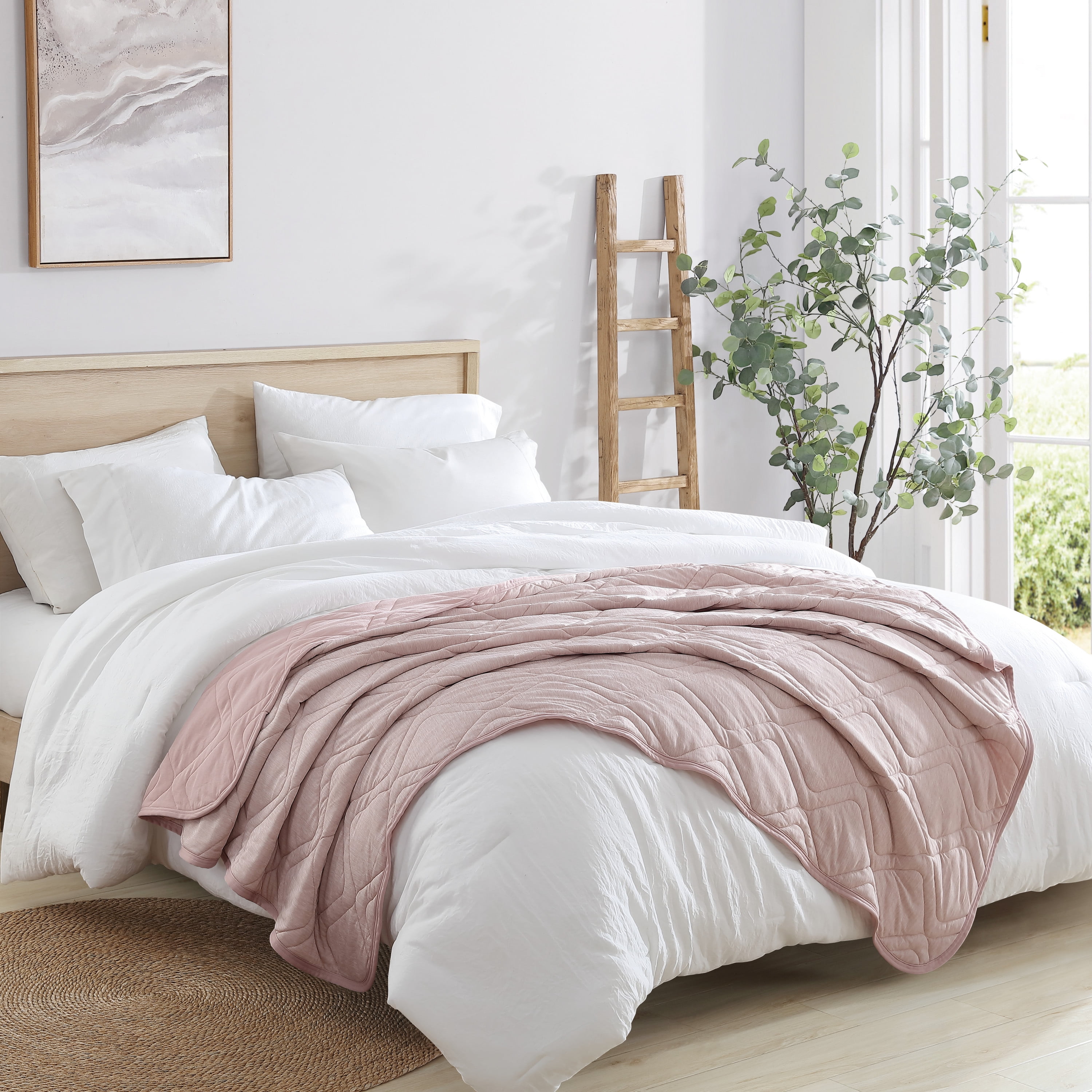 Brookstone Cooling Comfort Throw Blankets for Sleeping - Innovative Cooling Dual-Sided Throw - Oversized Cool Blanket for Hot Sleepers - Nylon and Polyethylene Blanket - Rose Smoke
