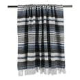 thumbnail image 3 of Contemporary Home Living 4' x 5' Blue, Black, and White Striped Rectangular Woven Throw, 3 of 7