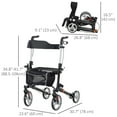 thumbnail image 3 of HOMCOM Folding Rollator Walker with Large Seat, Backrest, Baf, Black, 3 of 10