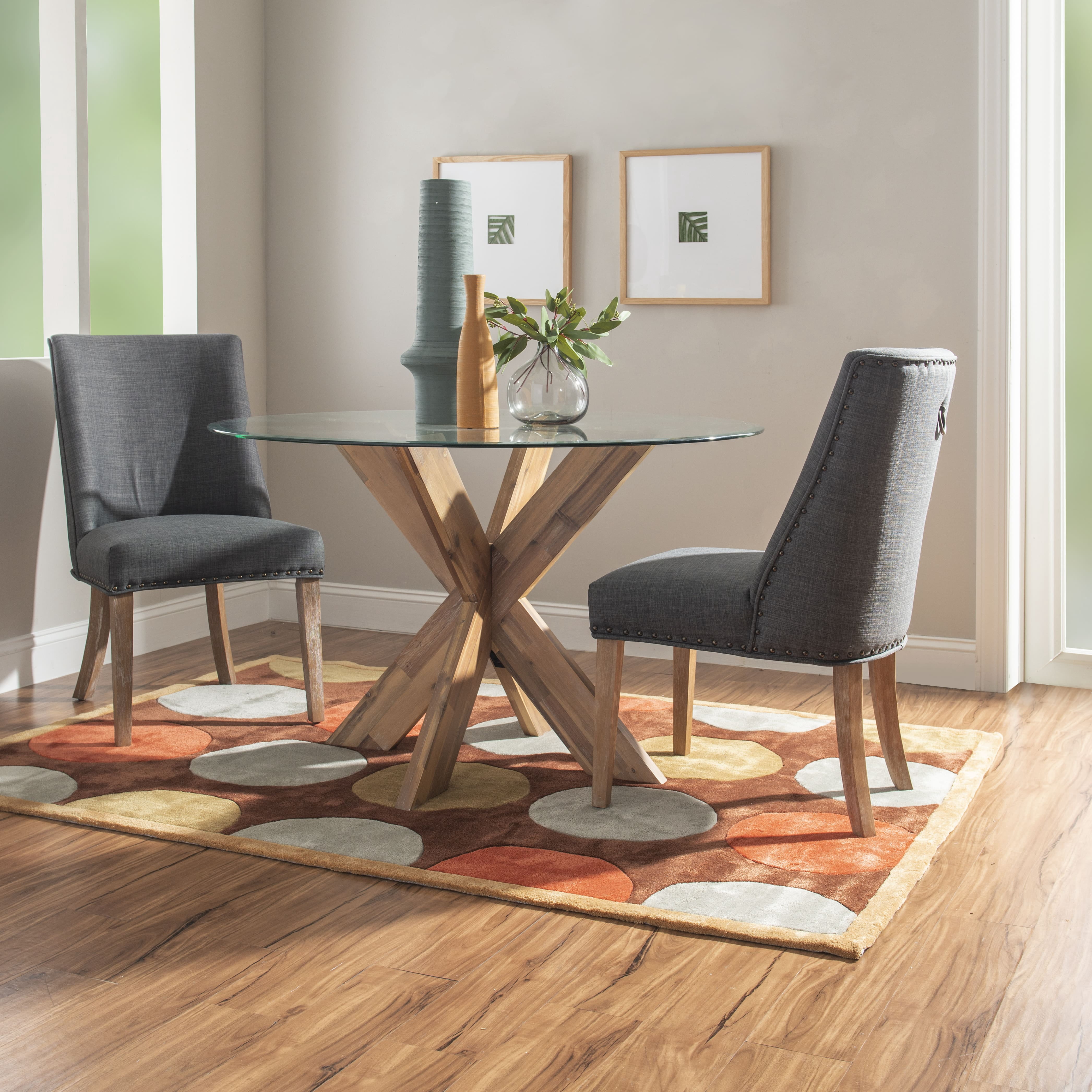 Powell Augusta Upholstered Dining Chair, Set of 2, Natural with Gray