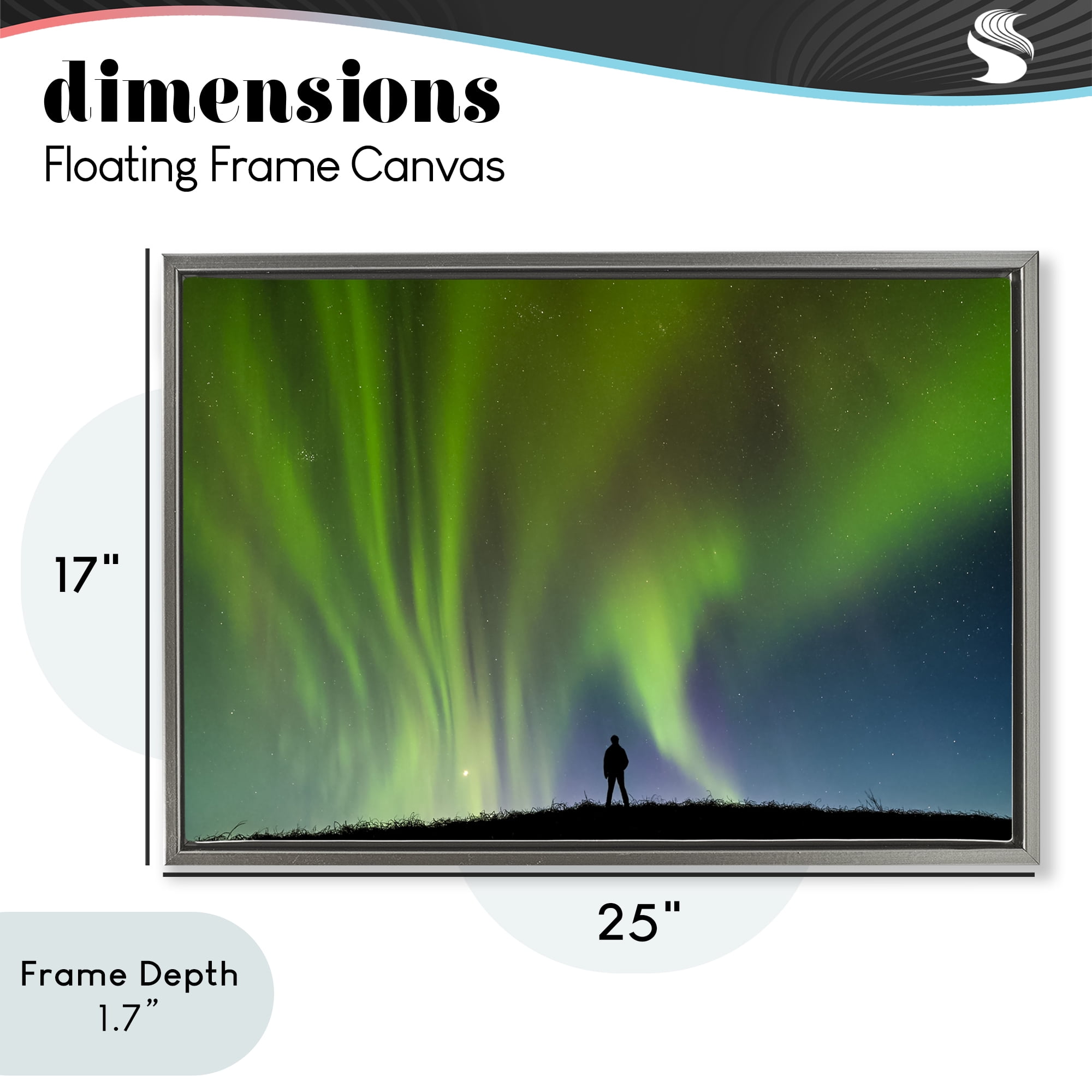 Stupell Industries Envelop Northern Lights Silhouette Gray Framed Floater Canvas Wall Art, design by Shelley Carlisle