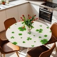 thumbnail image 3 of St. Patrick's Day Fitted Tablecloth with Elastic Edged, Round Table Cloth for Dining Table, Spring Green Lucky Shamrock Vintage Beige Waterproof Oil Proof Table Cover for Indoor Outdoor 36"-44", 3 of 8