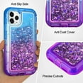 thumbnail image 2 of For Apple iPhone 16 Plus Dual Layer Protective Shockproof Tough Defender Sparkling Liquid Glitter Heart Case Cover Blue/Purple, 2 of 5