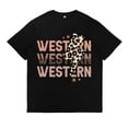 thumbnail image 2 of Cowgirl Western Pattern Womens T Shirts Rodeo Summer Print Tees Western Outfit Cotton Tops Black,2XL, 2 of 6