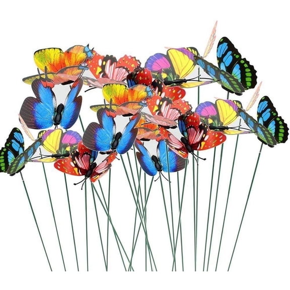 Butterfly Stakes 50pcs Decorative Garden Waterproof Small Butterfly Decor Garden for Plants Flower Beds Plant Pots