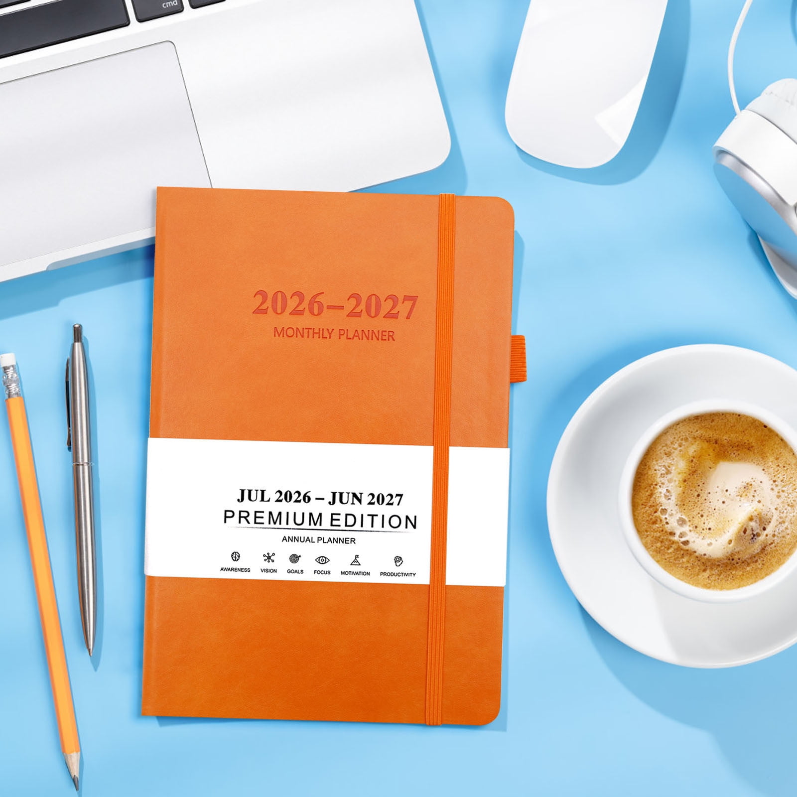 Tuvgenk A5 Subject Notebook Orange Journal Solid Durable Travel Diary
