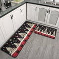 thumbnail image 3 of 2 Piece Christmas Plaid Kitchen Rug Sets Welcome Christmas Snowflake Kitchen Floor Mat Non Skid Kitchen Rugs and Matsfor Farmhouse Door (47x17+30x17 Inches), 3 of 7