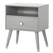 Child Craft Mod Drawer and Shelf Nightstand Accent Table for Nursery or Bedroom, Large Storage Drawer and Shelf, Made of Sturdy Pinewood, Non-Toxic, Baby Safe Finish (Cool Gray)