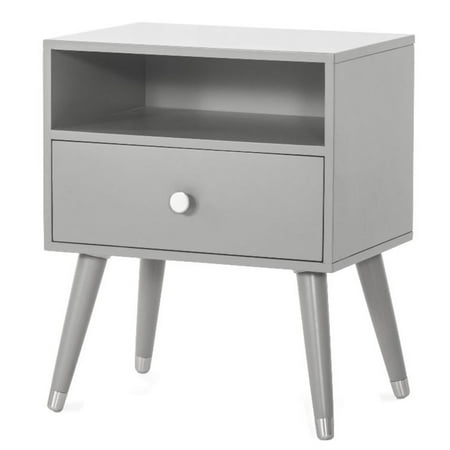 Child Craft Mod Drawer and Shelf Nightstand Accent Table for Nursery or Bedroom, Large Storage Drawer and Shelf, Made of Sturdy Pinewood, Non-Toxic, Baby Safe Finish (Cool Gray)