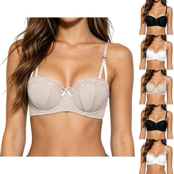 Stamzod Lace Bralettes for Women Push Up Glossy Lace Bra No Underwire Supportive Wireless Bras