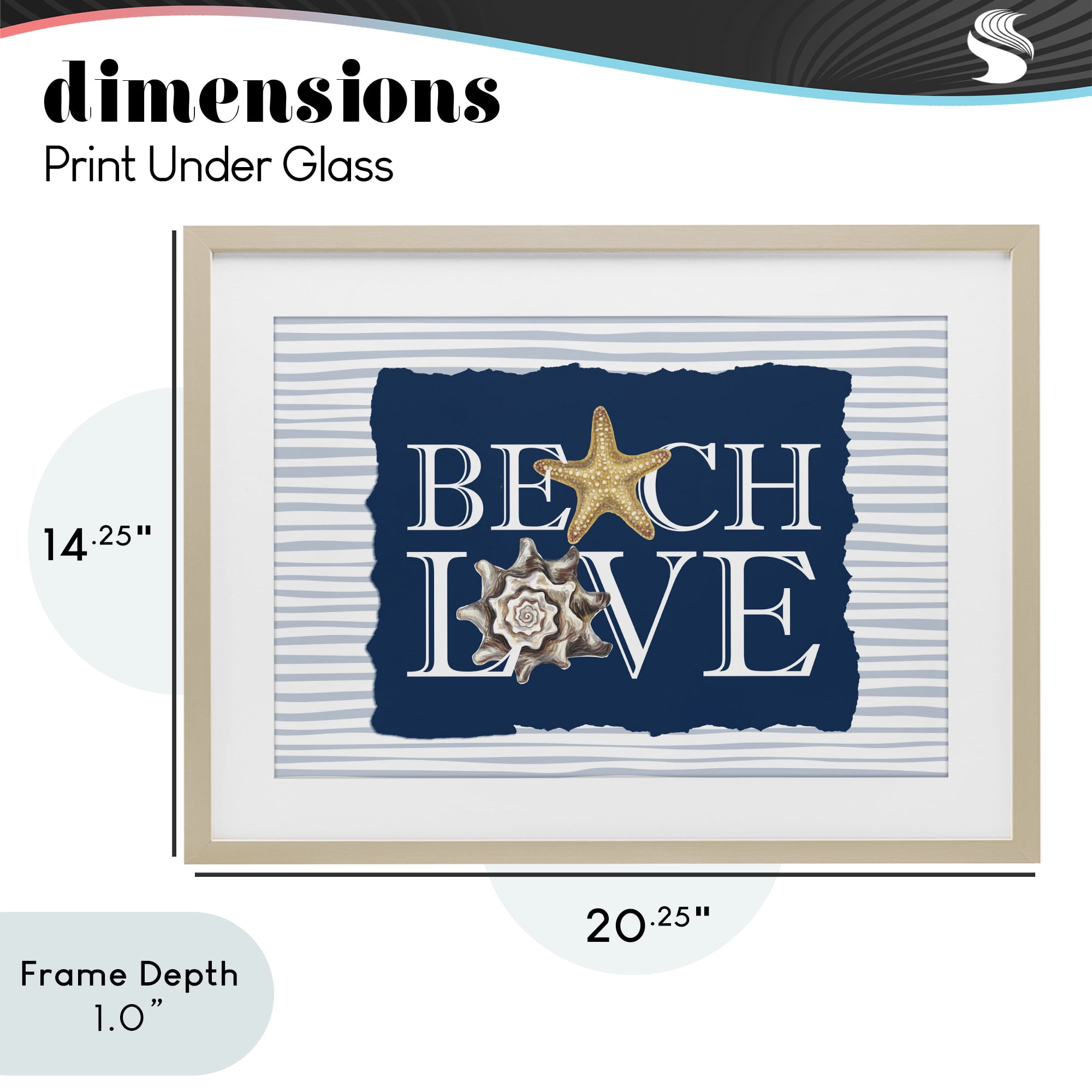 Stupell Industries Beach Love Seashells Birch Framed Print Under Glass, design by Kim Allen