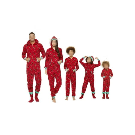 

wybzd Family Matching Christmas Pajamas Jumpsuit Reindeer Printed Long Sleeve Xmas Sleepwear Front Zipper Nightwear