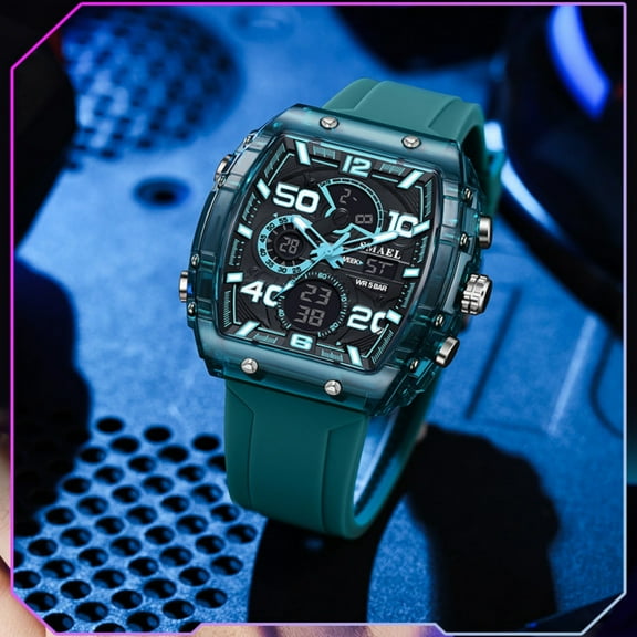 xjwjuw Multifunctional Sports Casual Digital Watch for Men, LED Backlight, Alarm Function, Multiple Sports Modes, Fitness Tracker for Sports, Daily Use, Timer & Stopwatch, Comfortable Casual