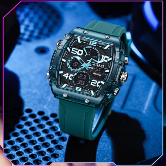 Amzcrzy Electrónica para hombres Organizador de electrónica Cámara digital Reloj digital multifuncional deportivo e informal - Retroiluminación LED - Alarma - Reloj de hombre con múltiples funciones