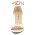 thumbnail image 3 of Women's Satin Open Toe Ankle Strap Chunky Heels Sandals White (Size 7), 3 of 7