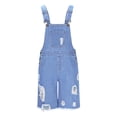 thumbnail image 5 of Fewfanhot Mens Denim Shorts Bib Overall Jean Romper Casual Loose Fit Ripped Knee and Frayed Hem, Chest Pocket with Adjustable Straps Jumpersuit, 5 of 7